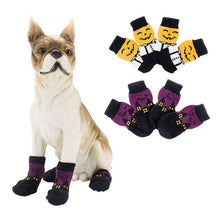 Load image into Gallery viewer, 4pcs Pet Dog Knitted Non-slip Socks Halloween Pet Pumpkin Paws Cover Socks  Size S M L XL mascotas Pet Accessories