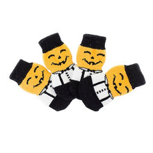 Load image into Gallery viewer, 4pcs Pet Dog Knitted Non-slip Socks Halloween Pet Pumpkin Paws Cover Socks  Size S M L XL mascotas Pet Accessories