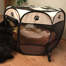 Load image into Gallery viewer, Portable Folding Pet tent Dog House Cage Dog Cat Tent Playpen Puppy Kennel Easy Operation Octagon Fence #A